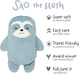 Moletom com capuz infantil 2 em 1 com estampa de bicho de pelúcia, estilo preguiça, azul, da Cubcoats