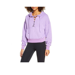 Moletom com capuz do Movimento Feminino Free People Believe It, roxo, tamanho pequeno
