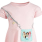 Vestido com bolsa das três princesas da Disney para meninas, rosa, tamanho 4