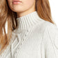 Suéter feminino de gola alta em tricô com trança Lucky Brand, branco, tamanho médio