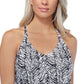 Top tankini com aro estampado Eye of the Tiger feminino Island Escape, preto, tamanho 12