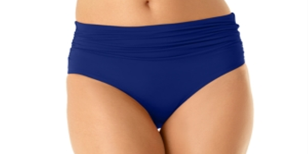 Anne Cole Calcinha de biquíni feminina de cintura alta, azul, tamanho extragrande