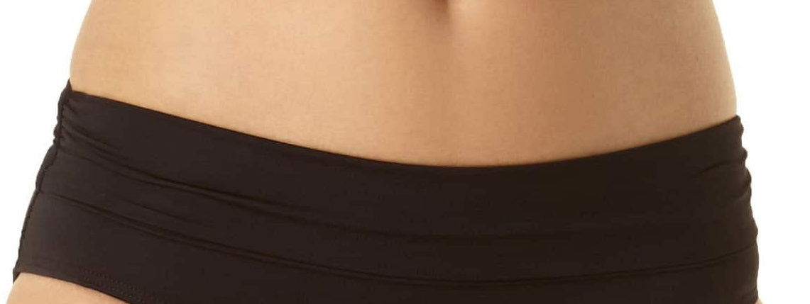 Calcinha de biquíni feminina Anne Cole de cintura alta, preta, tamanho médio