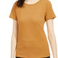 Blusa texturizada com decote redondo Bar III feminina, amarelo-colheita, tamanho XX-S