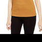 Blusa texturizada com decote redondo Bar III feminina, amarelo-colheita, tamanho XX-S