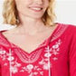 Charter Club Blusa feminina bordada com babados, rosa, tamanho pequeno G