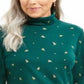 Blusa de gola alta com estampa de árvore Karen Scott feminina, verde, tamanho grande