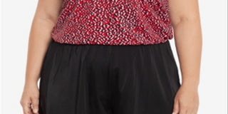 Swim Solutions Maiô feminino com estampa elástica e controle de barriga, suporte total do busto, alças ajustáveis, Baby Spice, tamanho 20W, vermelho