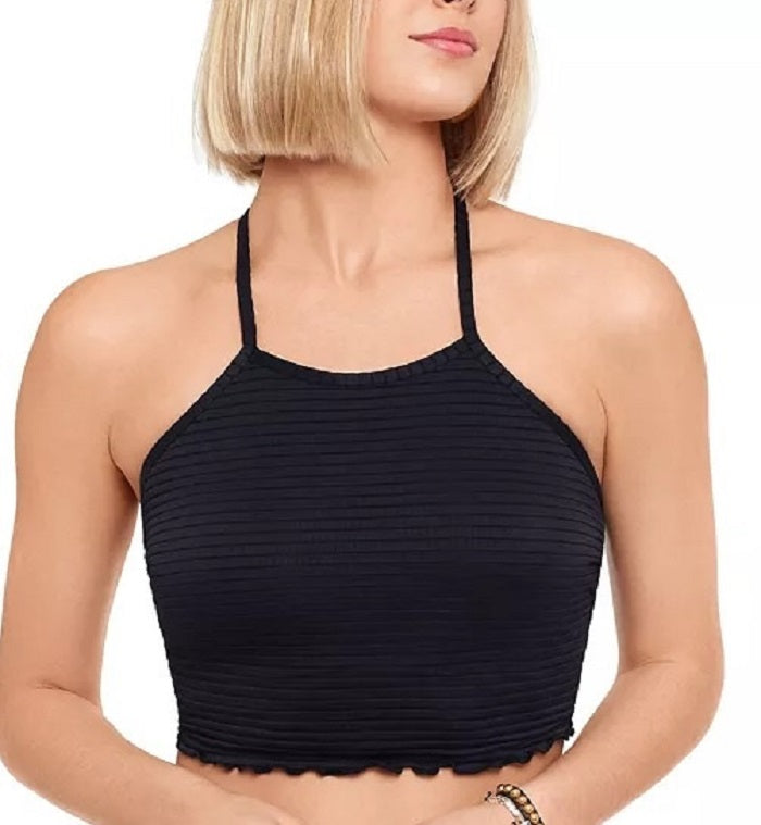 Calcinha de banho hipster texturizada com franzido Salt + Cove feminina, preta, tamanho pequeno