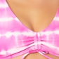 California Waves Feminino Tie Dye Stretch Cinch Front Decote Redondo Bralette Ajustável com Amarração Top de Maiô Rosa Tamanho P