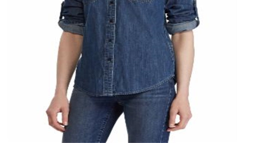 Camisa jeans feminina Ralph Lauren azul tamanho P