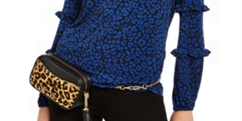 Blusa feminina Michael Kors manga comprida azul tamanho grande