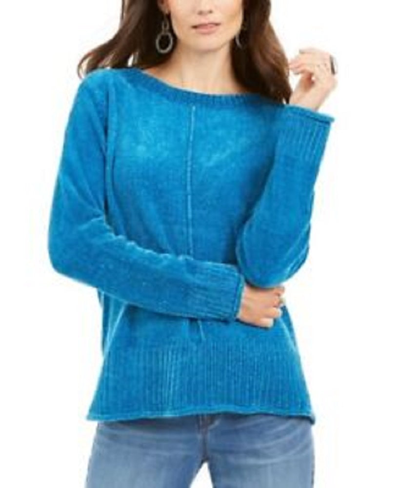 Suéter chenille feminino Style &amp; Co azul tamanho pequeno P