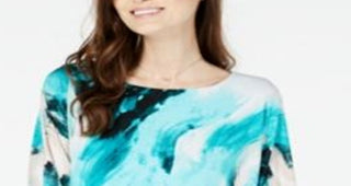 Blusa Alfani Feminina Estampada Abstrata Azul Tamanho Pequeno Médio