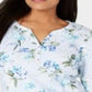Karen Scott Blusa Henley Feminina Havana Falls Estampada Floral Azul Tamanho P