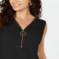 JM Collection Top feminino sem mangas com zíper, preto, tamanho pequeno
