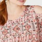 Blusa feminina estampada com ombros descobertos, rosa, tamanho pequeno e pequeno