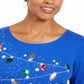 Blusa de algodão com detalhes Karen Scott para mulheres, azul, tamanho X-S