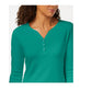 Karen Scott Top Henley de algodão feminino, azul-petróleo, tamanho extrapequeno