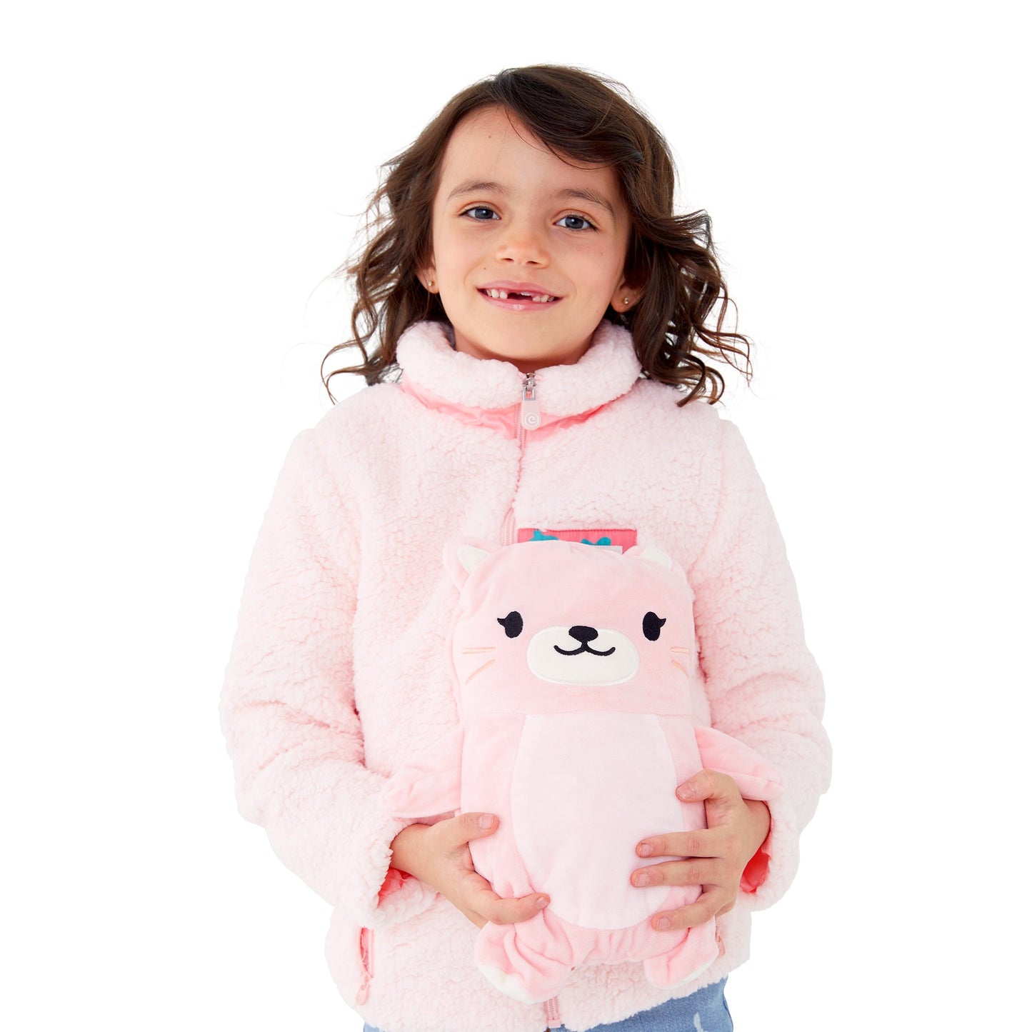 Jaqueta Sherpa Kali the Kitty da Cubcoats Big Girl, rosa, tamanho 6-7