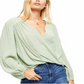 Blusa envolvente xadrez Hi Low Drapey da Free People para mulheres, verde, tamanho pequeno