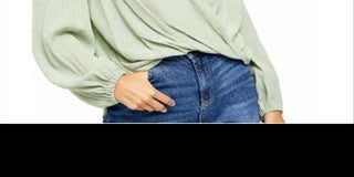 Blusa envolvente xadrez Hi Low Drapey da Free People para mulheres, verde, tamanho pequeno