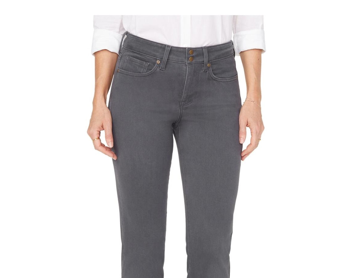 Calça jeans reta Marilyn feminina NYDJ em cinza vintage estanho regular tamanho 2