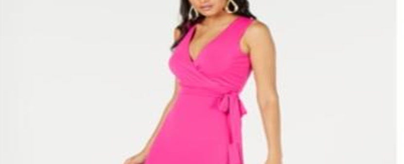Vestido longo feminino Thalia Sodi com babados e estampa de envelope falso, rosa, tamanho extragrande
