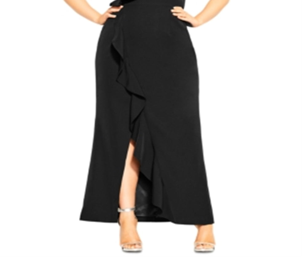 Vestido longo Savannah feminino City Chic, preto, tamanho 18W