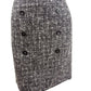 Saia lápis de tweed com detalhe de botão Bar III feminina, preta, tamanho 6
