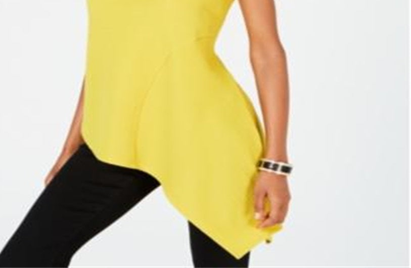 Top Alfani Feminino com Bainha Assimétrica, Branco, Tamanho Pequeno GG