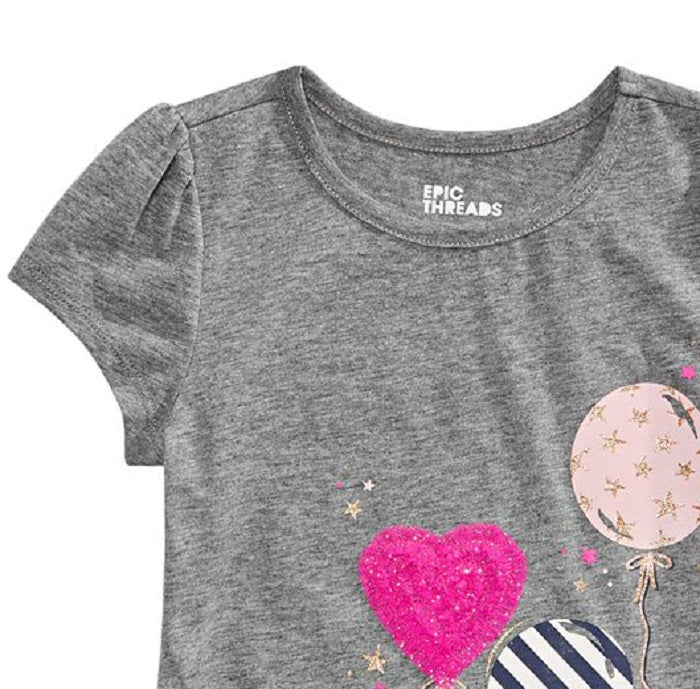 Camiseta infantil com balões da Epic Threads, cinza, tamanho 5