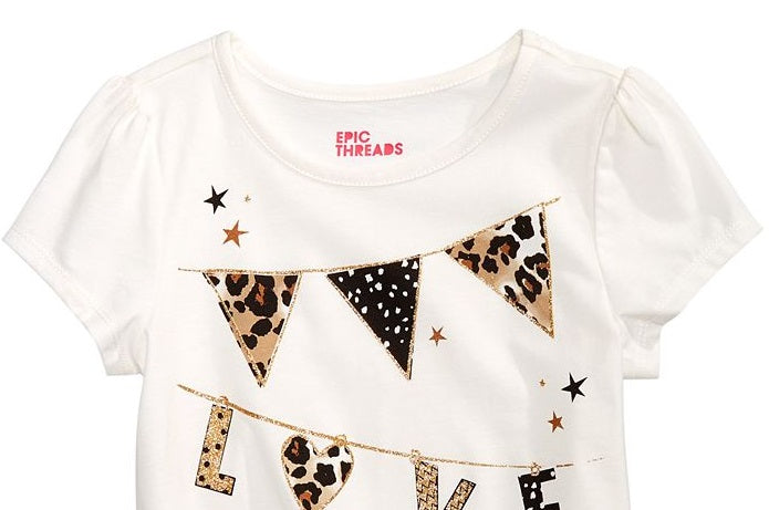 Camiseta infantil feminina Epic Threads Love Flags, branca, tamanho 2T