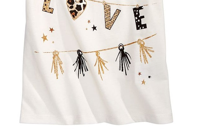 Camiseta infantil feminina Epic Threads Love Flags, branca, tamanho 2T