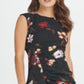 Vestido tubinho com estampa floral franzida DKNY feminino, preto, tamanho 12