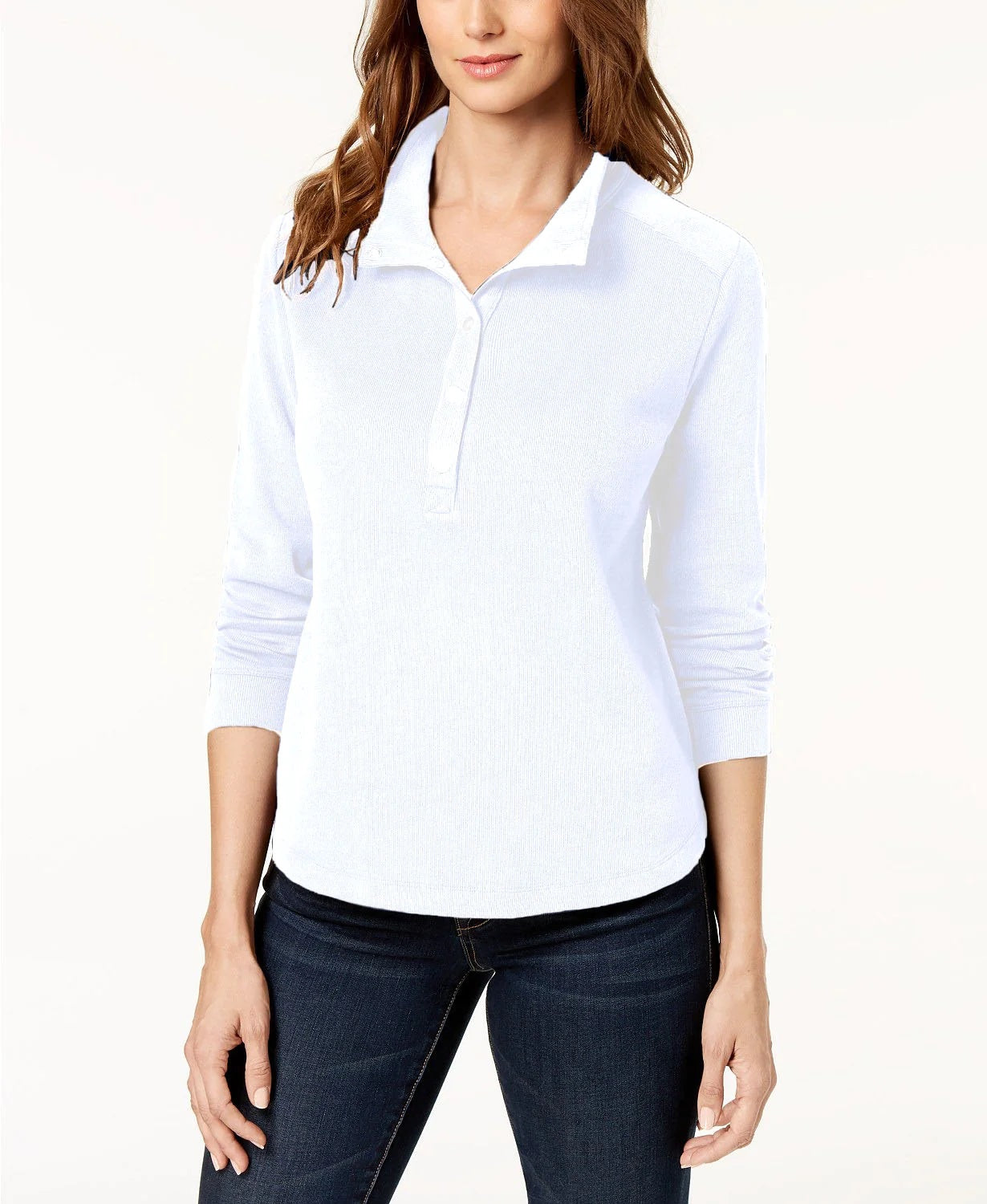 Karen Scott Blusa Feminina Gola Alta com Botões na Frente - Branca Tamanho Pequeno Pequeno