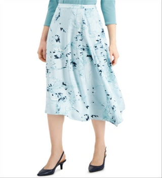 Saia feminina alfani estampada assimétrica em linha A, verde, tamanho 6