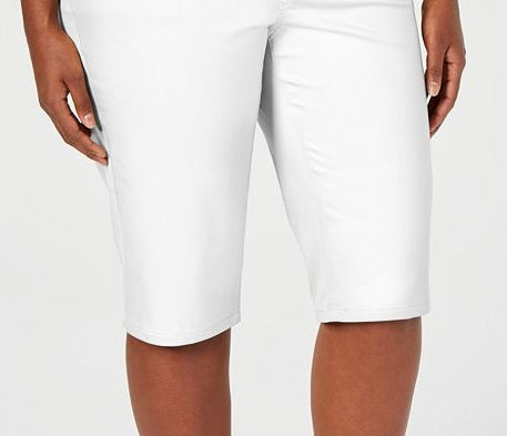 Bermuda feminina Charter Club Plus Cotton Blend, branca, tamanho 18W