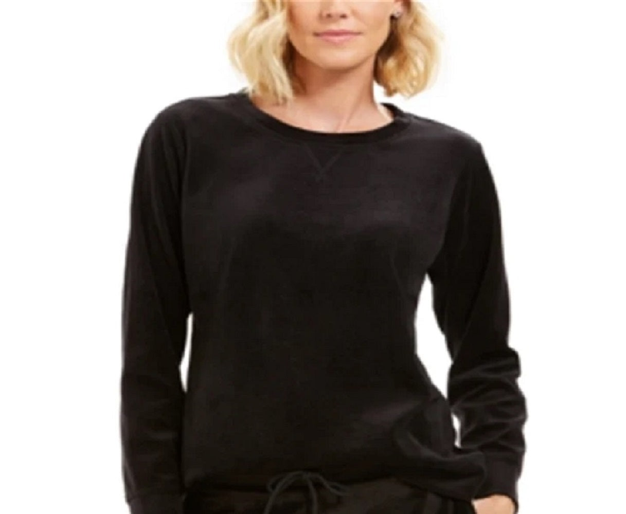 Moletom de veludo feminino Karen Scott, preto, tamanho pequeno GG