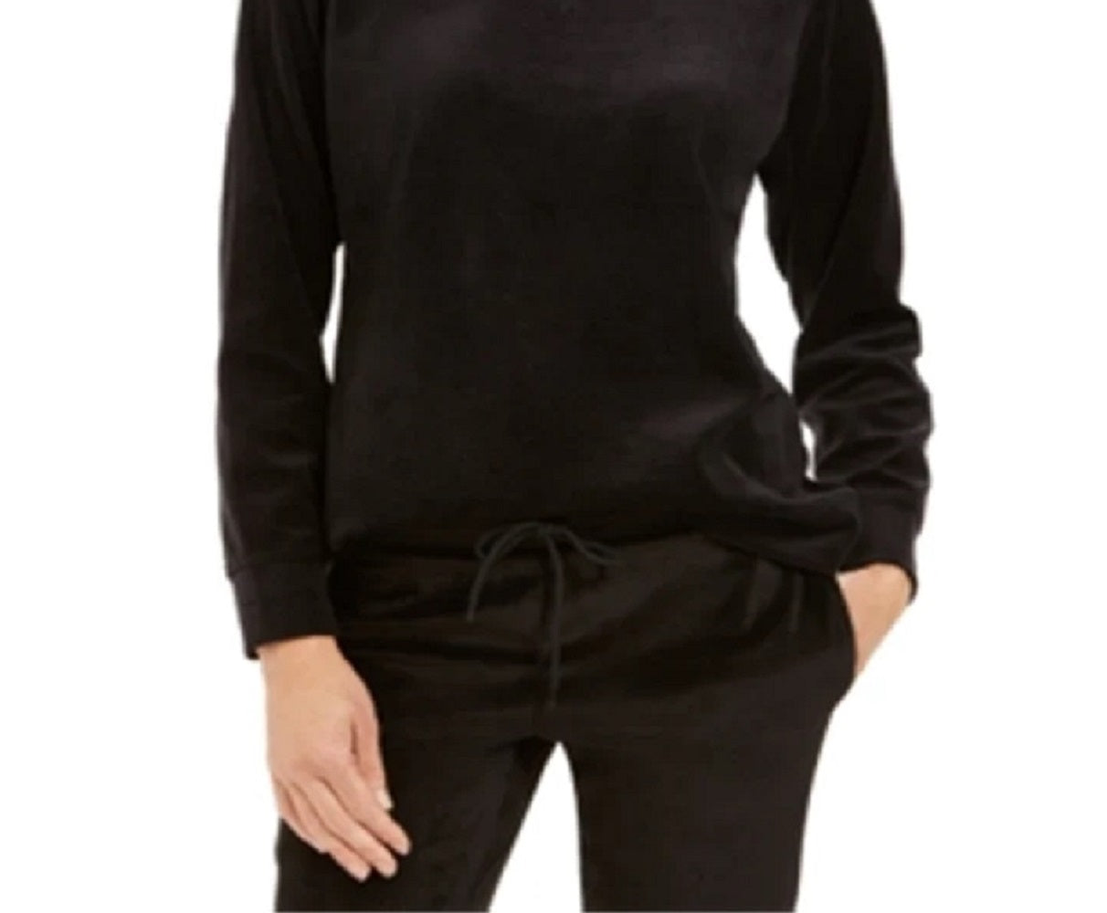 Moletom de veludo feminino Karen Scott, preto, tamanho pequeno GG