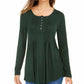 Blusa feminina de manga comprida estilo &amp; co, verde, tamanho pequeno