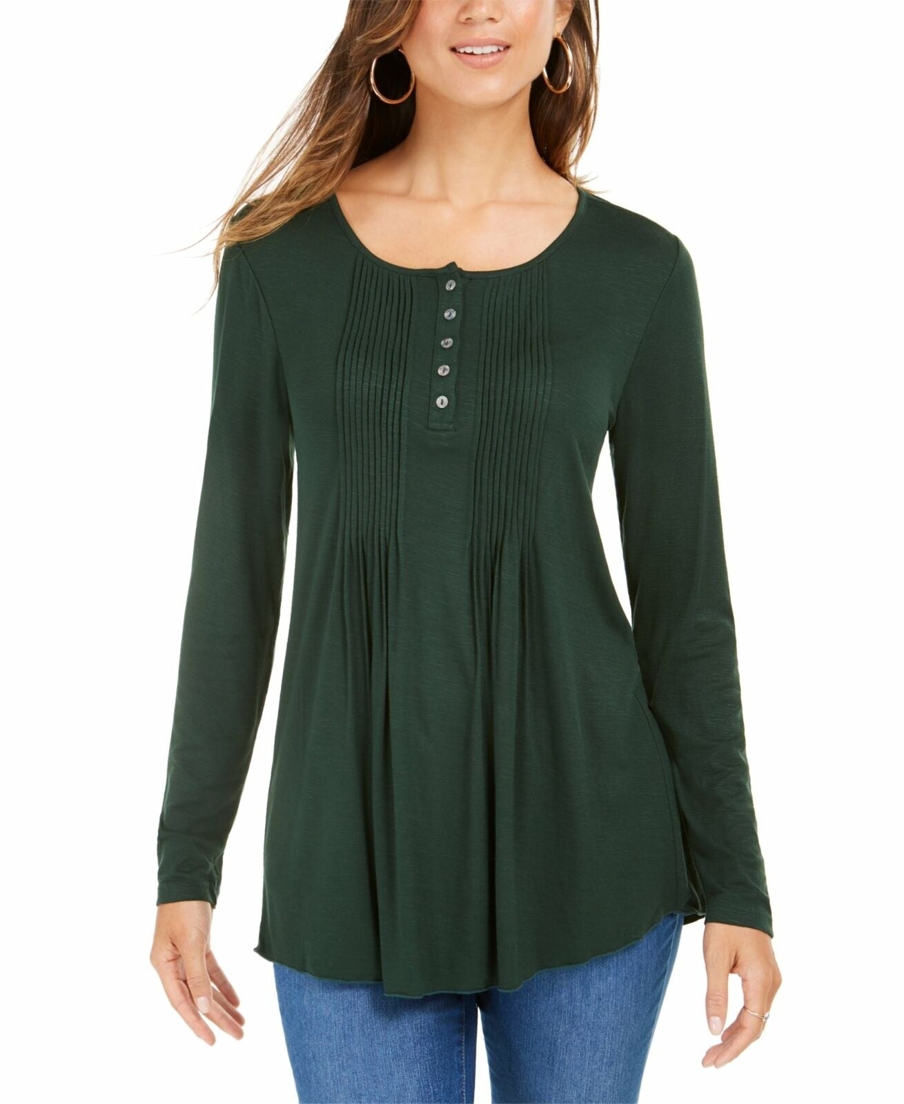 Blusa feminina de manga comprida estilo &amp; co, verde, tamanho pequeno
