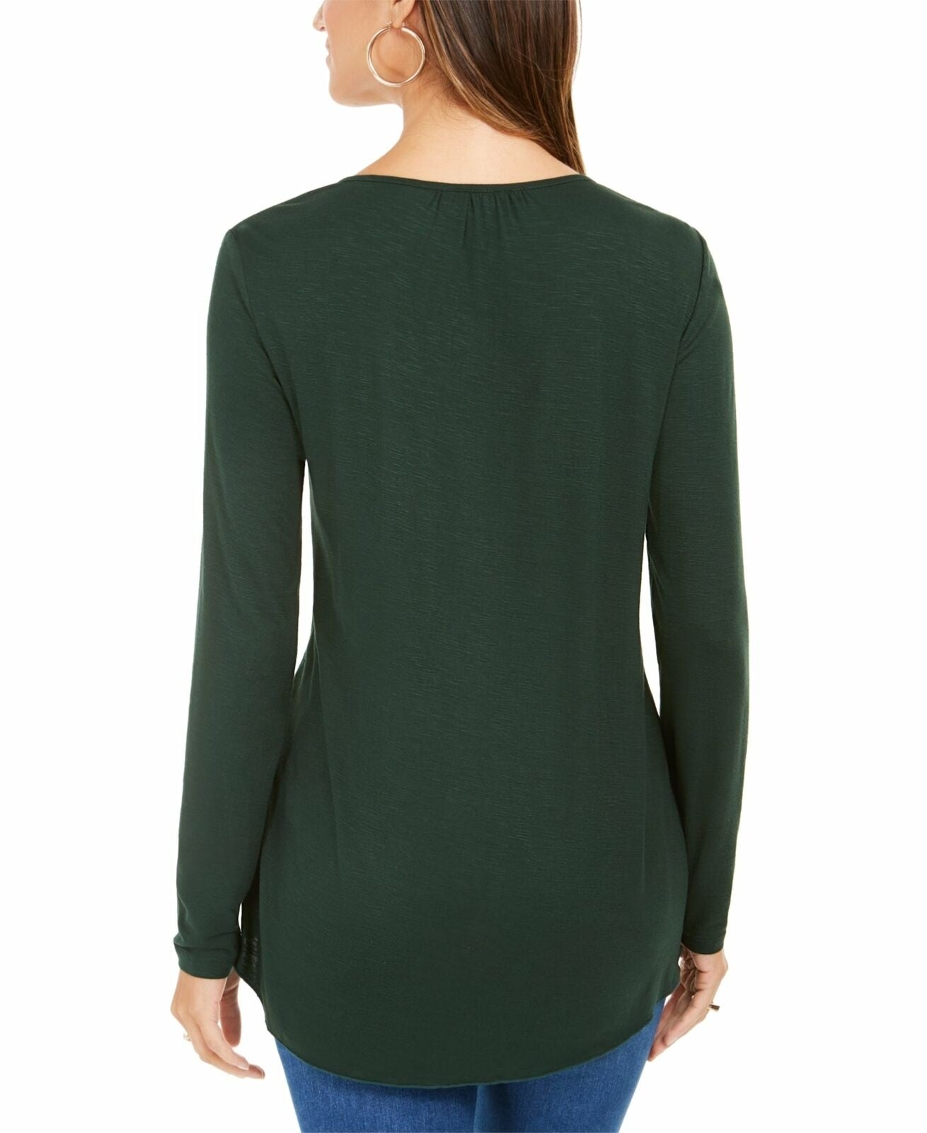 Blusa feminina de manga comprida estilo &amp; co, verde, tamanho pequeno