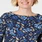 Blusa feminina Karen Scott estampada com manga 3/4, azul, tamanho pequeno