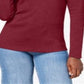 Karen Scott Blusa feminina de algodão com decote redondo, vermelha, tamanho extragrande