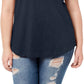 Camiseta feminina plus size gola V estilo &amp; co azul tamanho 0X