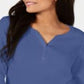 Karen Scott Top Henley de Algodão Feminino Azul Tamanho XX-G
