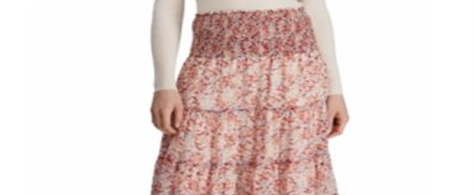 Saia feminina Ralph Lauren Georgette Peasant vermelha tamanho 4 P