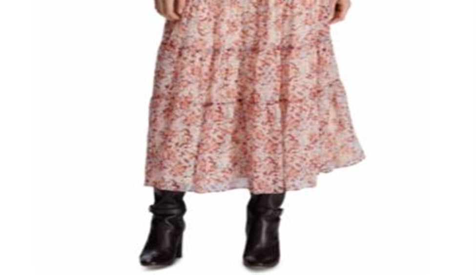 Saia feminina Ralph Lauren Georgette Peasant vermelha tamanho 4 P
