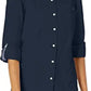 Tommy Hilfiger Blusa Feminina com Gola e Botões Azul Tamanho Grande